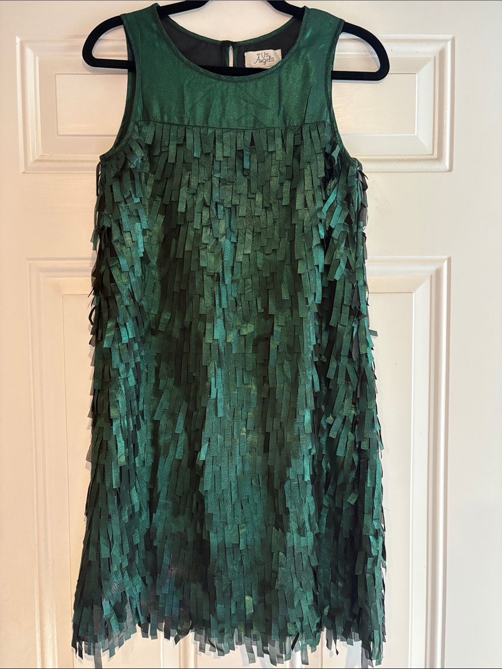 Us Angels Emerald Green Fringe Party Dress